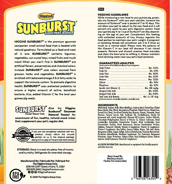 Higgins Sunburst Gourmet Blend Guinea Pig Food