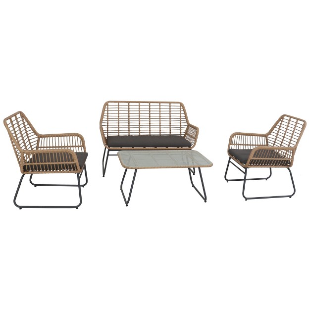 Northlight 4 piece Kingstown Rattan Outdoor Patio Conversation Set With Cushions