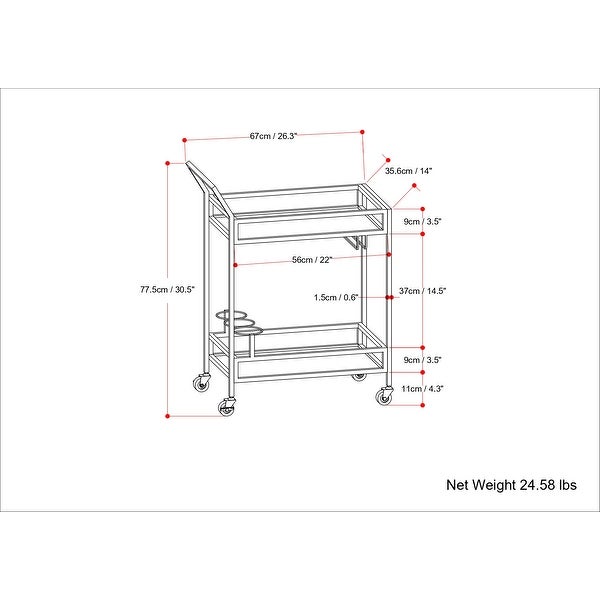 WYNDENHALL Snell 29 inch Modern Bar Cart in Chrome - 14