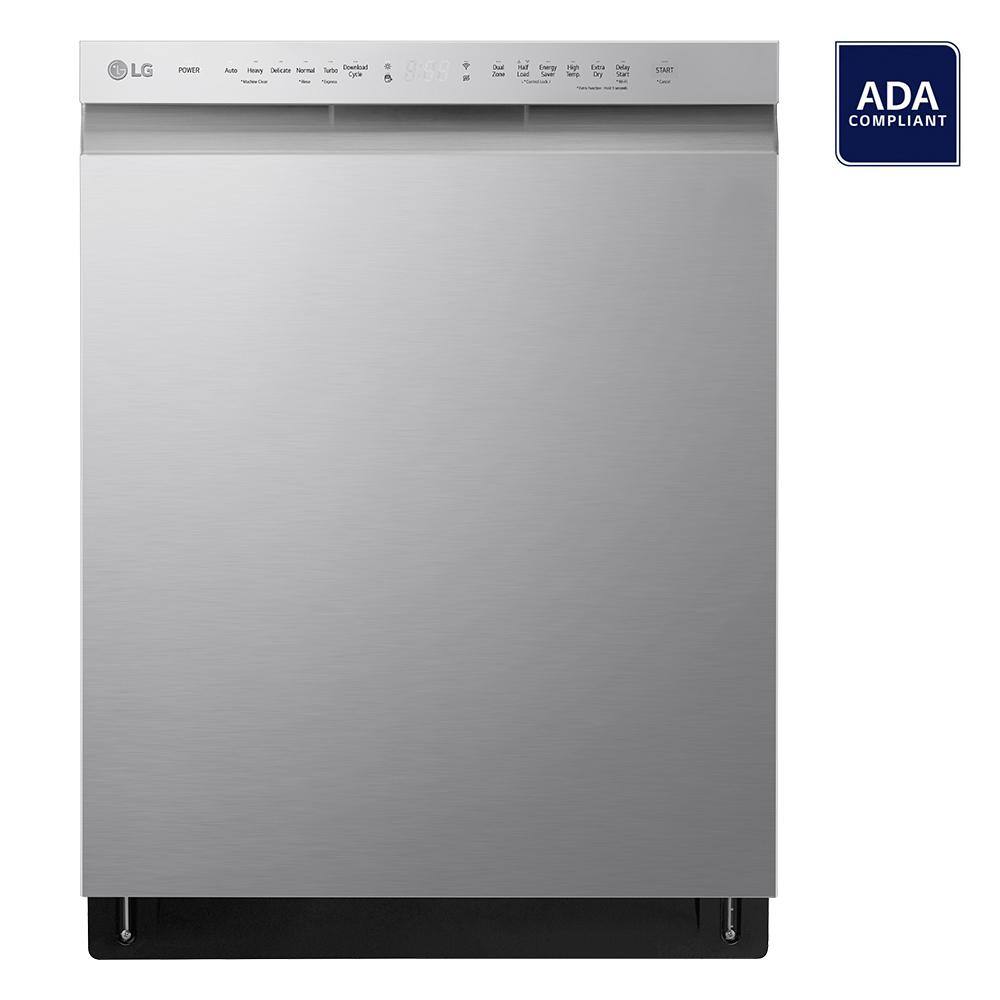 LG 24 in. Stainless Steel Front Control Built-In Dishwasher with Stainless Steel Tub Quadwash Dynamic Dry ADA 48 dBA ADFD5448AT