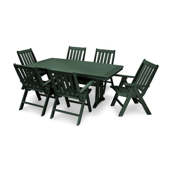 POLYWOOD Vineyard 7Piece Nautical Trestle Folding Dining Set