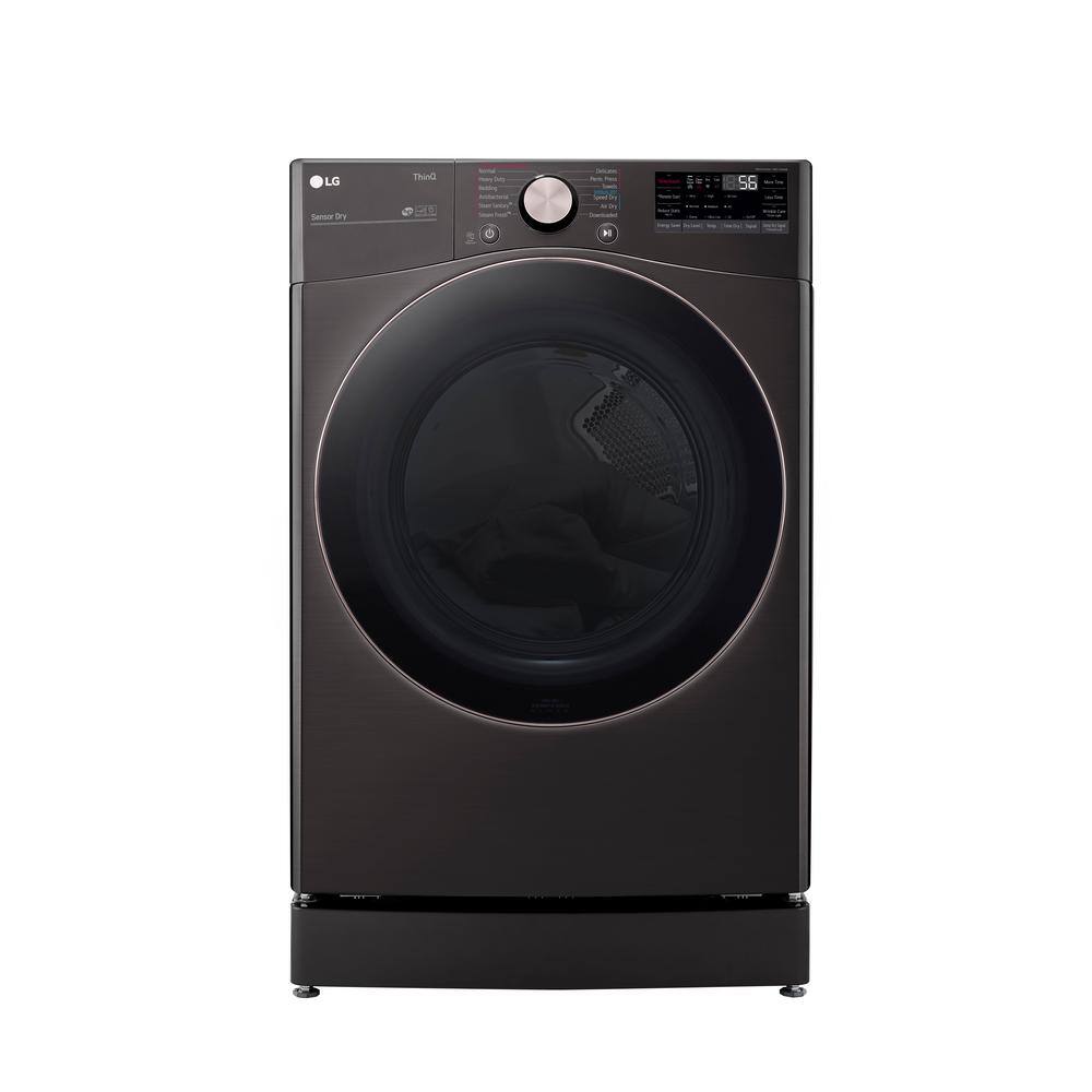 LG 7.4 Cu. Ft. Vented SMART Stackable Gas Dryer in Black Steel with TurboSteam and Sensor Dry Technology DLGX4001B