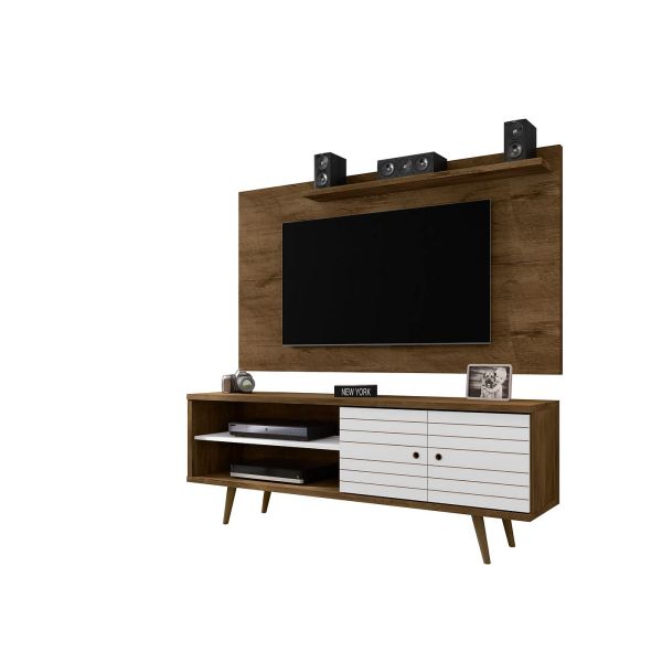 Liberty 62.99 TV Stand and Panel in Rustic Brown and White