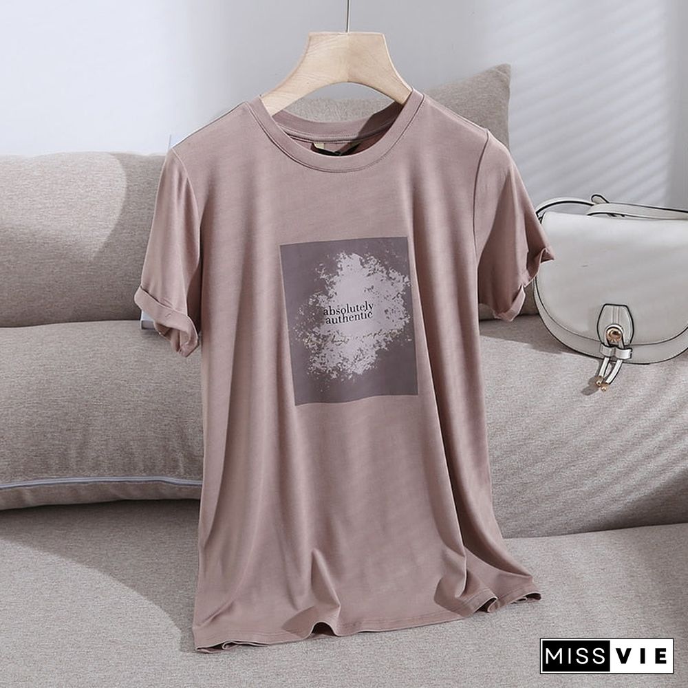 Summer New Women Vintage Letter Print Cotton Tshirt Fashion Harajuku Tee Tops Female Camisetas De Mujer Femme