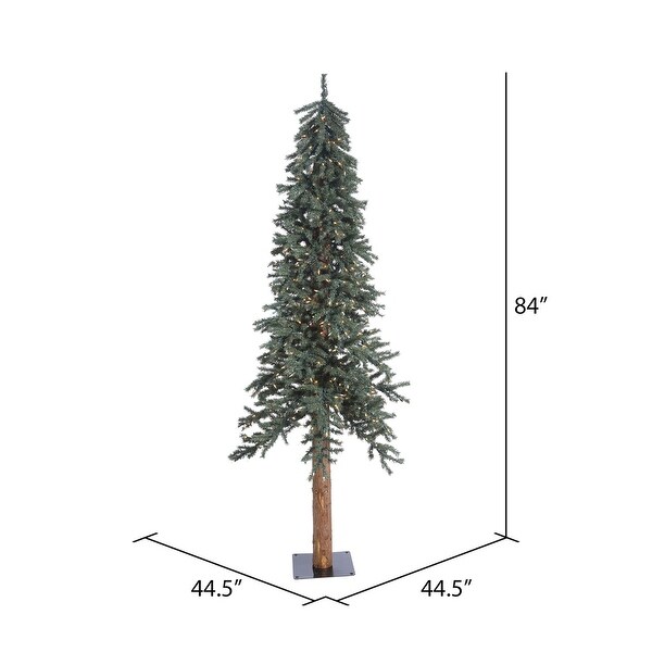 Vickerman 7' Natural Bark Alpine Artificial Christmas Tree，Warm White Duralit LED Lights