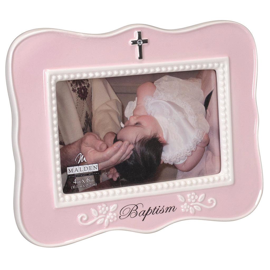 Malden  4X6 Baptism Pink Ceramic Frame