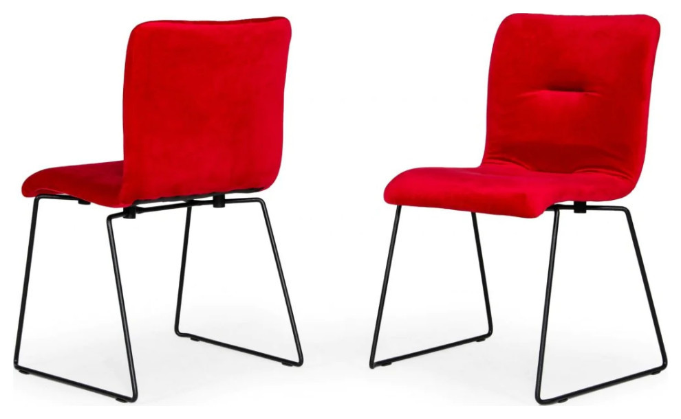 Theodore Modern Red Fabric Dining Chair  Set of 2   Contemporary   Dining Chairs   by Virgil Stanis Design  Houzz