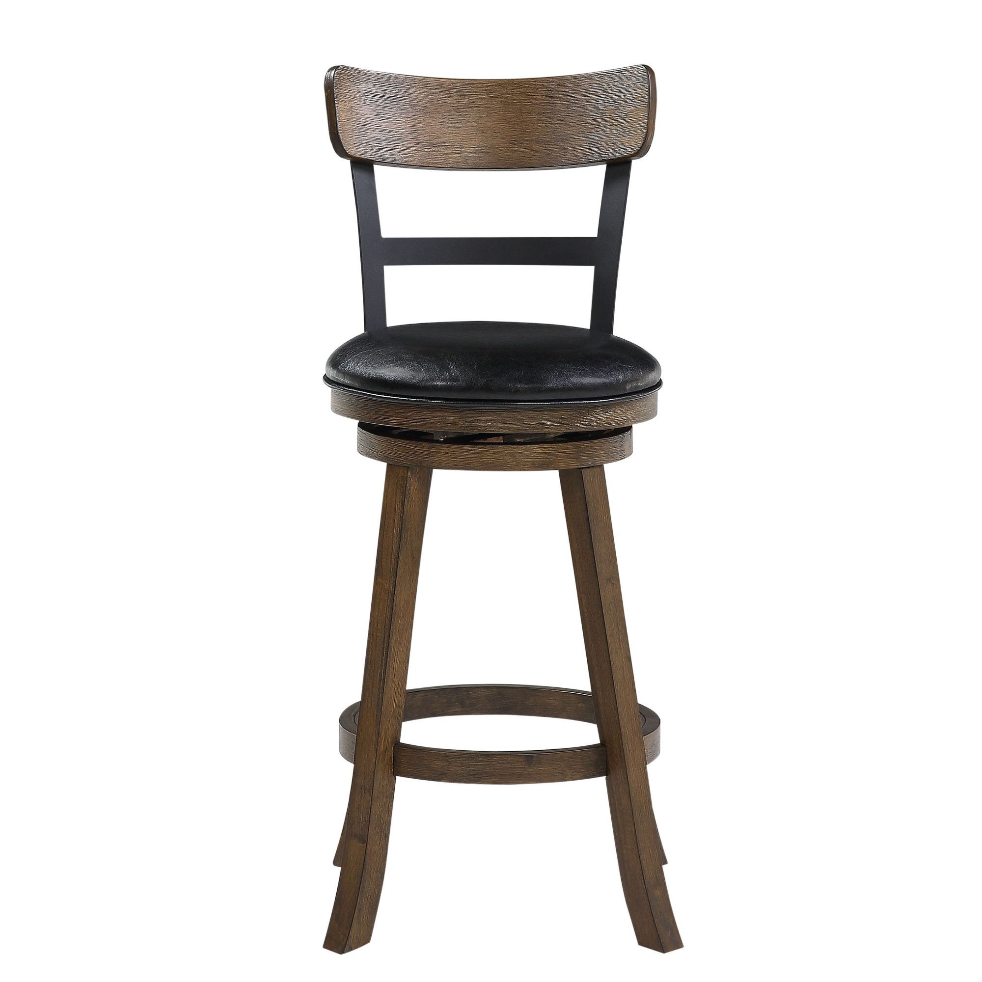 42.5 Walnut Brown and Black High Back Bar Stool with Swivel Seat