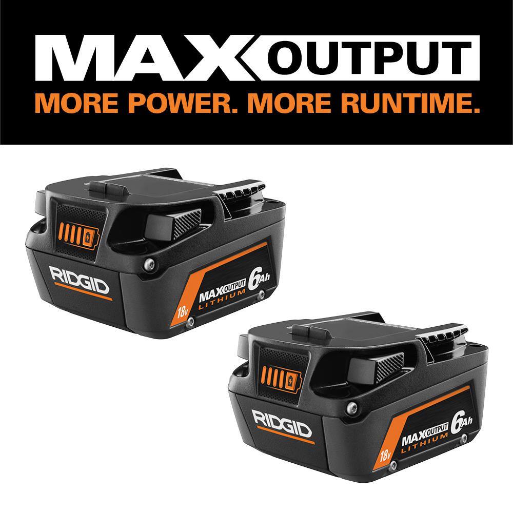 RIDGID 18V 6.0 Ah MAX Output Lithium-Ion Batteries (2-Pack) AC840060PN