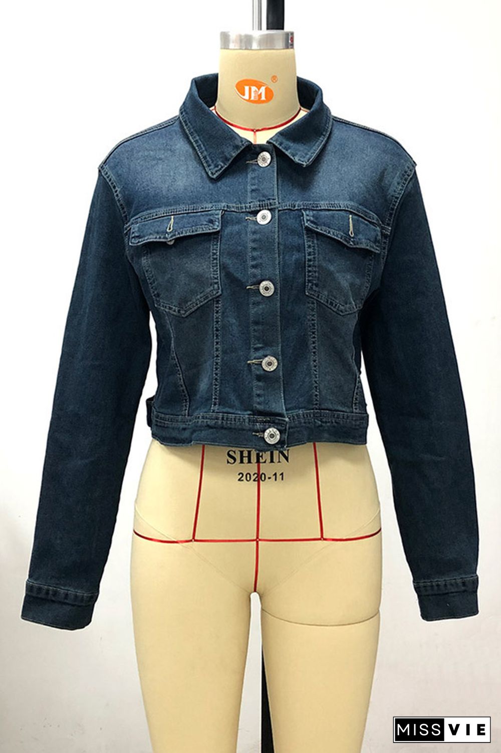 Solid Color Denim Jacket with Pockets