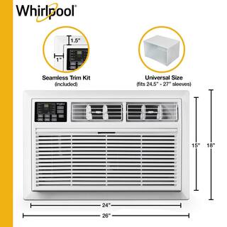 Whirlpool Energy Star 8000 BTU Through-the-Wall AC Dehumidifer for Rooms up to 350 Sq. ft. Remote Control Digital Display Timer WHAT081-1AW