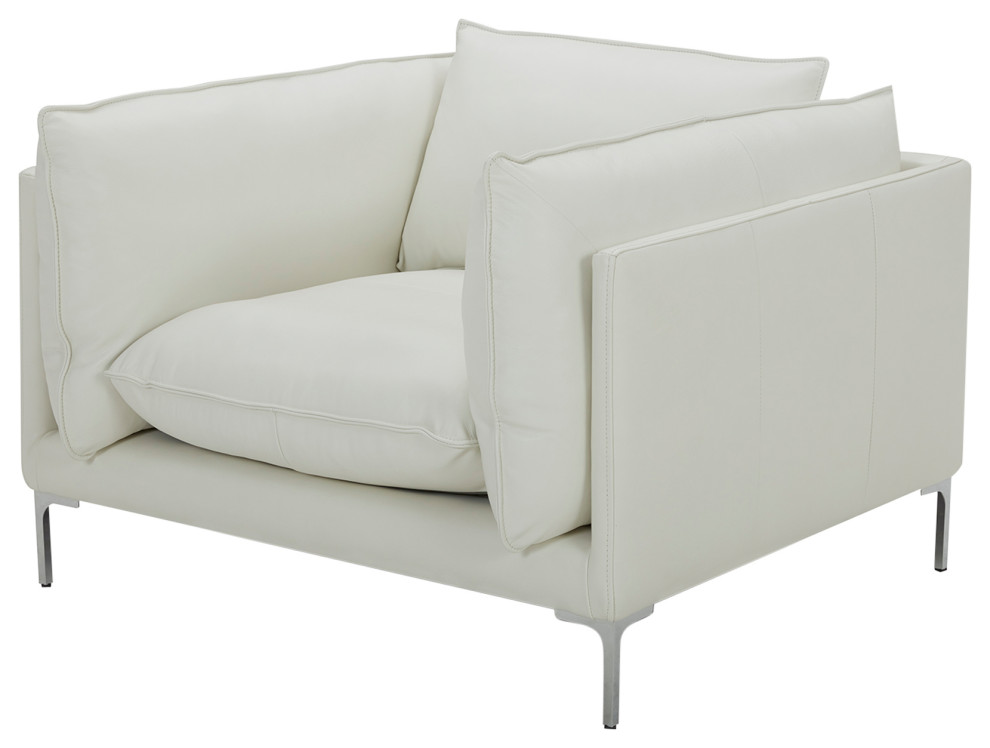 Divani Casa Harvest Modern White Full Leather Chair   Contemporary   Armchairs And Accent Chairs   by Vig Furniture Inc.  Houzz