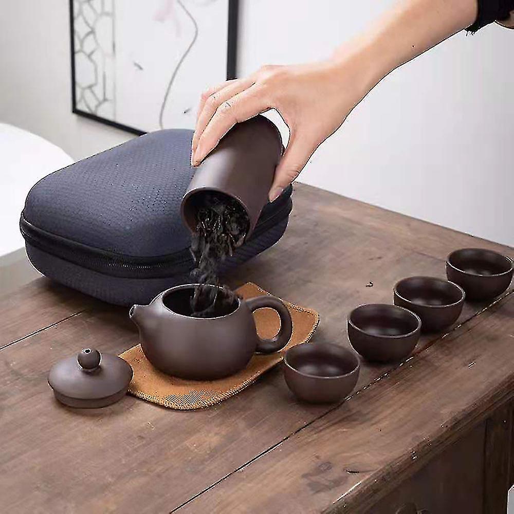 Purple Clay Chinese Kung Fu Tea Set Portable Travel Tea Pot Set