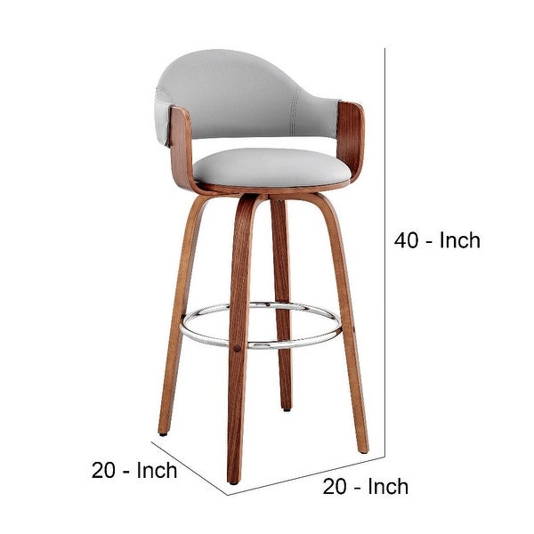 30 Inch Leatherette Barstool with Curved Back - 20 L x 20 W x 40 H Inches