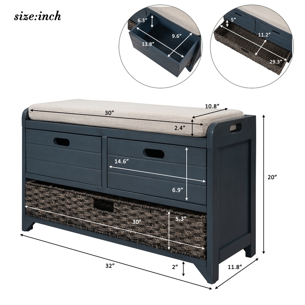 Storage Bench Entryway Benches with Storage Space   3 Drawers