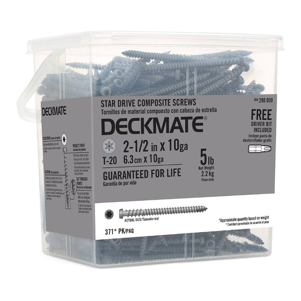 Deckmate #10 2-12 in. Star Pan-Head Composite Deck Screws 5 lbs.-Box (371-Piece) 115708