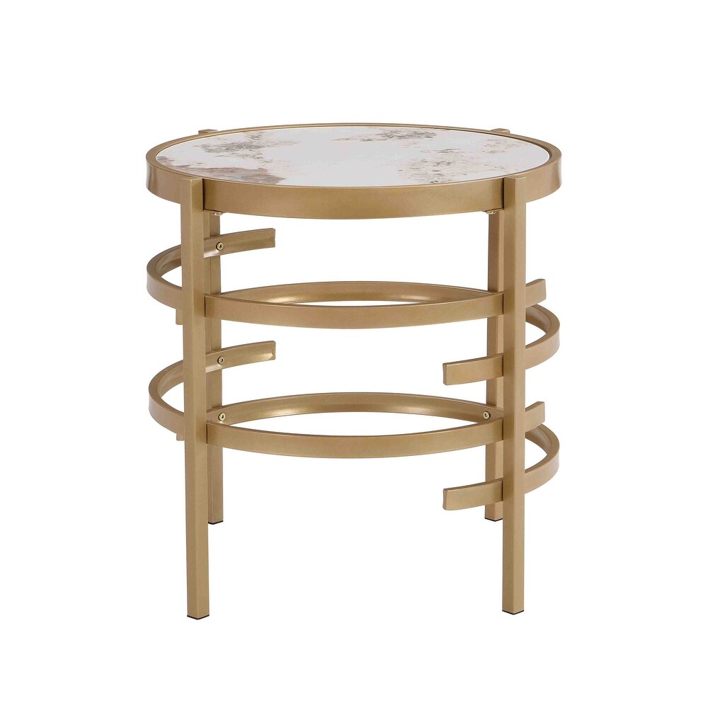 Sintered Stone End Table  Small Round Coffee Table with Metal Frame  20.67\