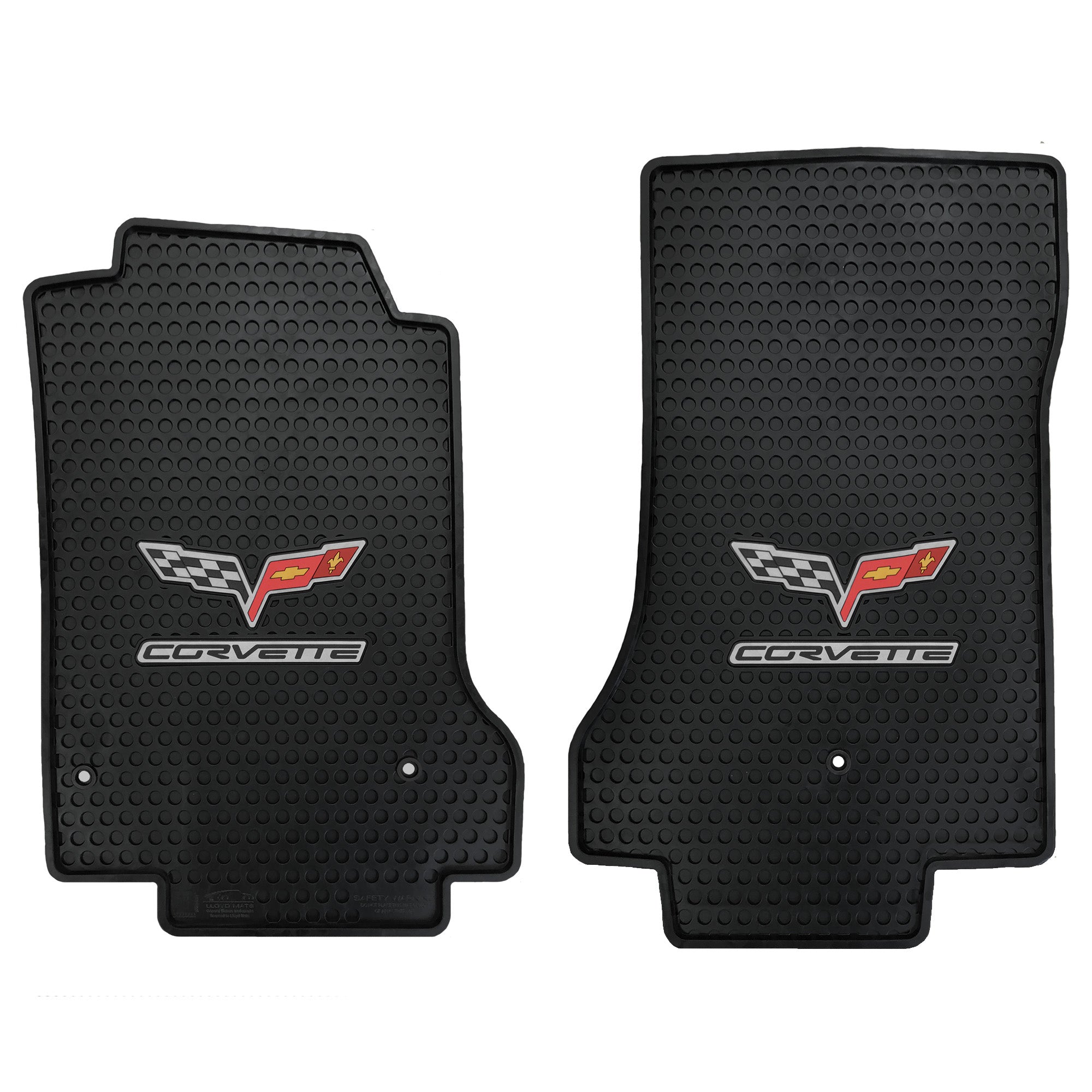 Lloyd Mats Signature Rubber All Weather Floor Mats for Corvette C6 2005-2007.5， 2pc Front Mats (Post Fastener)