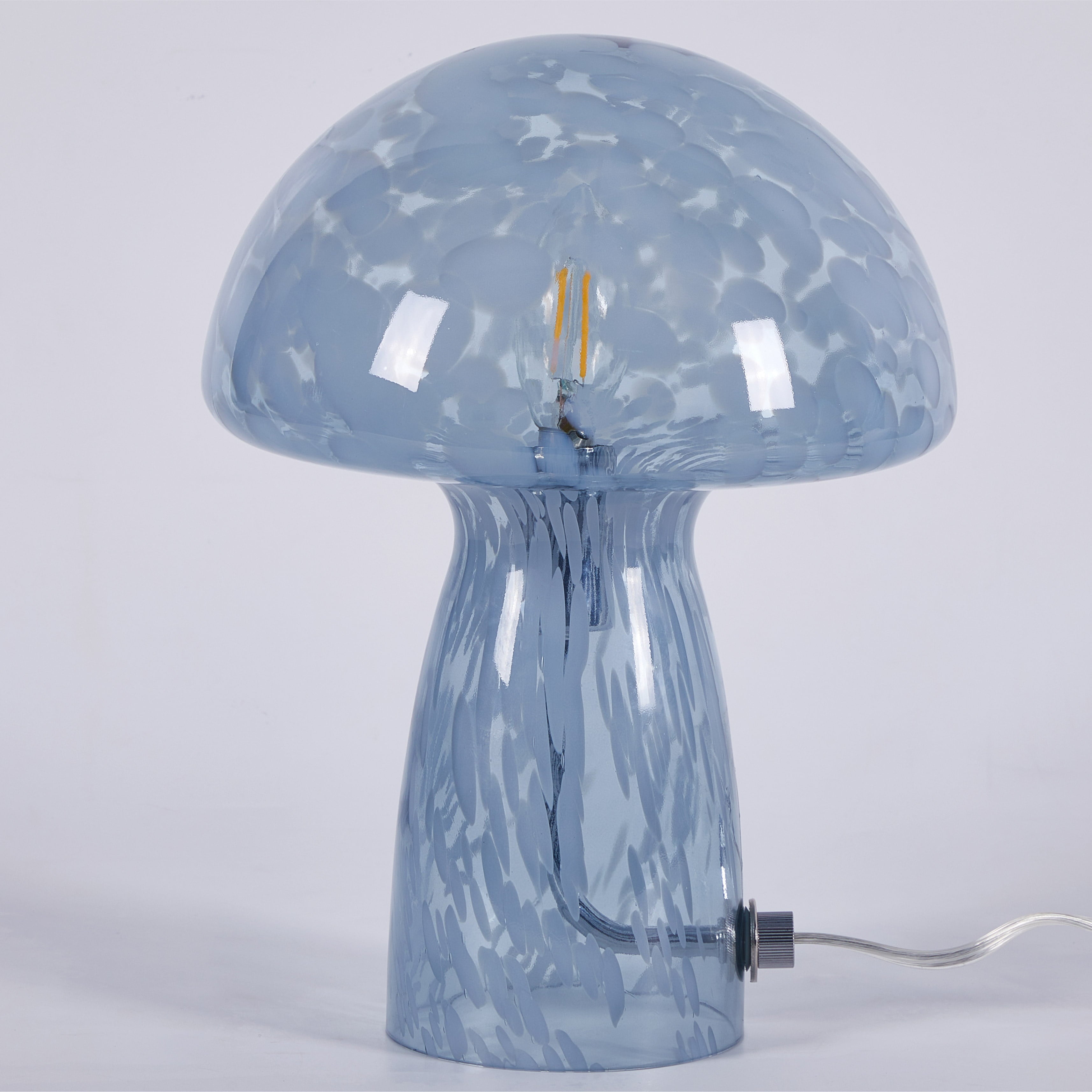 Urban Shop Novelty Glass Mushroom Lamp, Blue Tortoise, 12