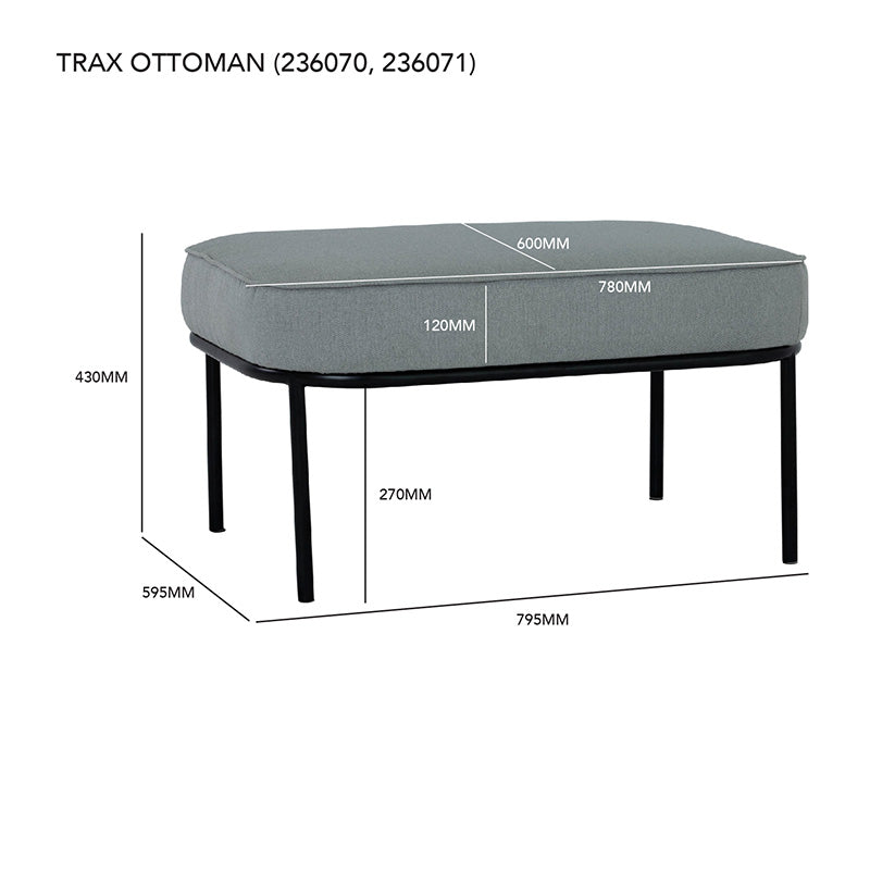 TRAX Oval Footstool 80cm - Pale Silver