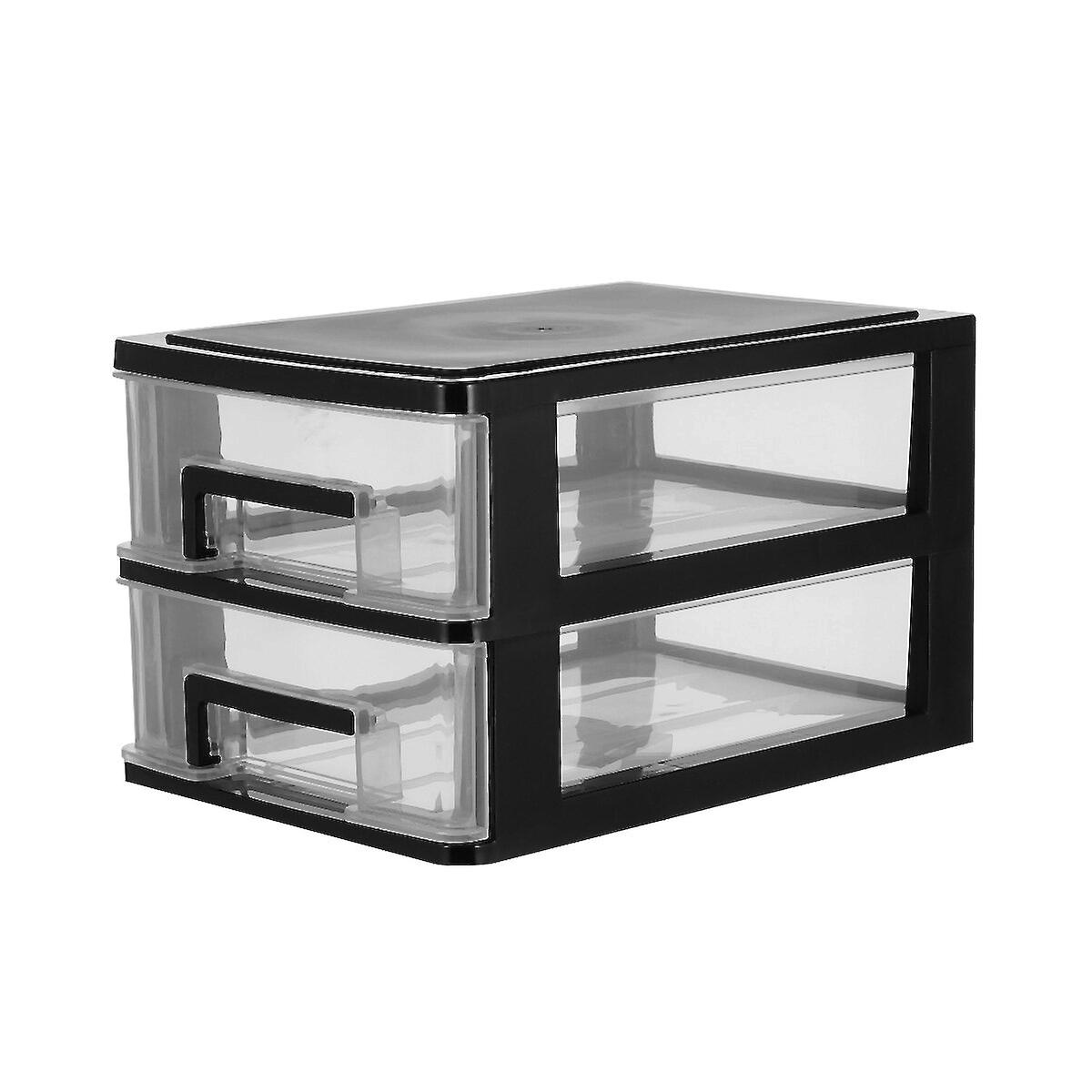 Double Layer Plastic Drawer Type Closet Portable Storage Cabinet Multifunction Dustproof Storage Rack Organizer Furniture (black And Transparent)