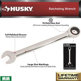 Husky 18 mm 12-Point Metric Ratcheting Combination Wrench HRW18MM