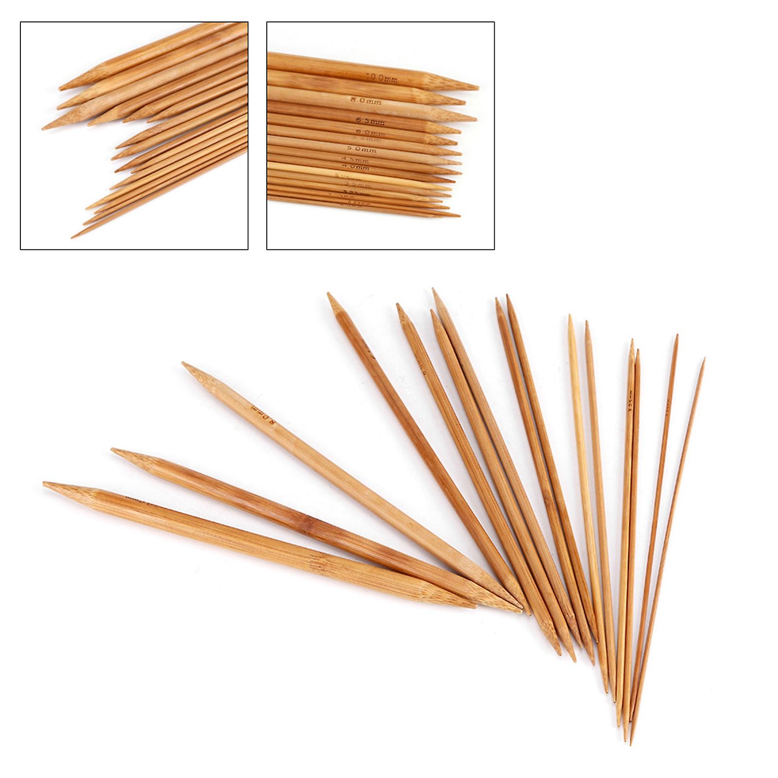 Bamboo Knitting Needles Smooth Double Pointed Set 15 Sizes From 2mm To 10mm