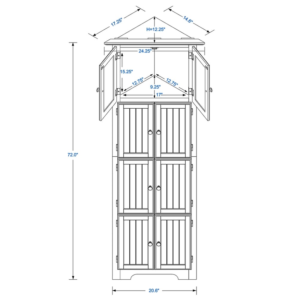 Tall Storage Cabinet with Doors and 4 Shelves for Living Room