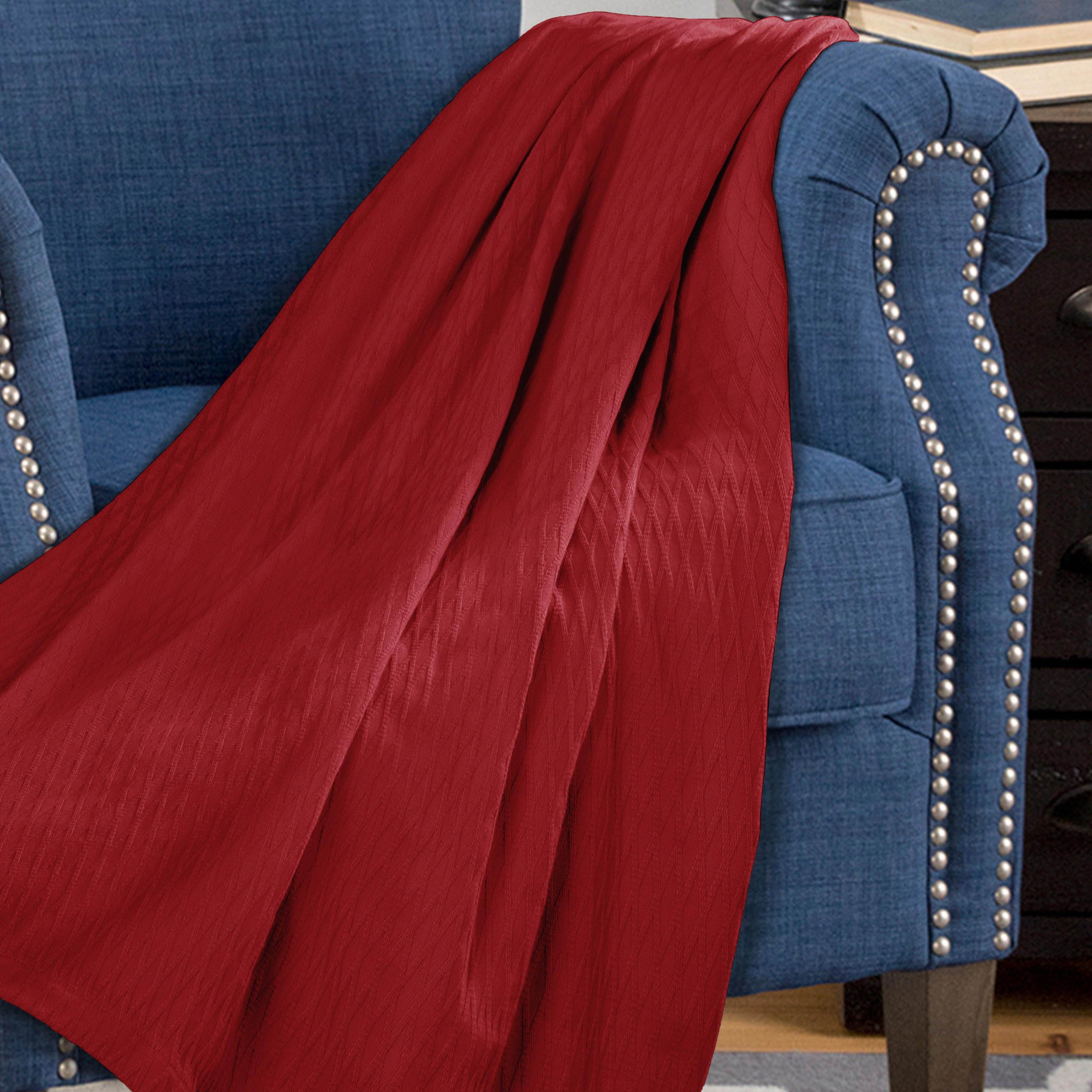 Superior Diamond All-Season Cotton Blanket， Full/Queen， Burgundy