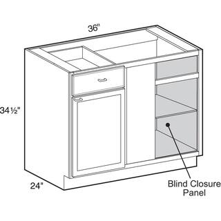 Home Decorators Collection Newport Onyx Gray Shaker Assembled Plywood 36x34.5x24 in. Stock Base Corner Kitchen Cabinet Soft Close Door Drawer Right BBCU42R-NDO