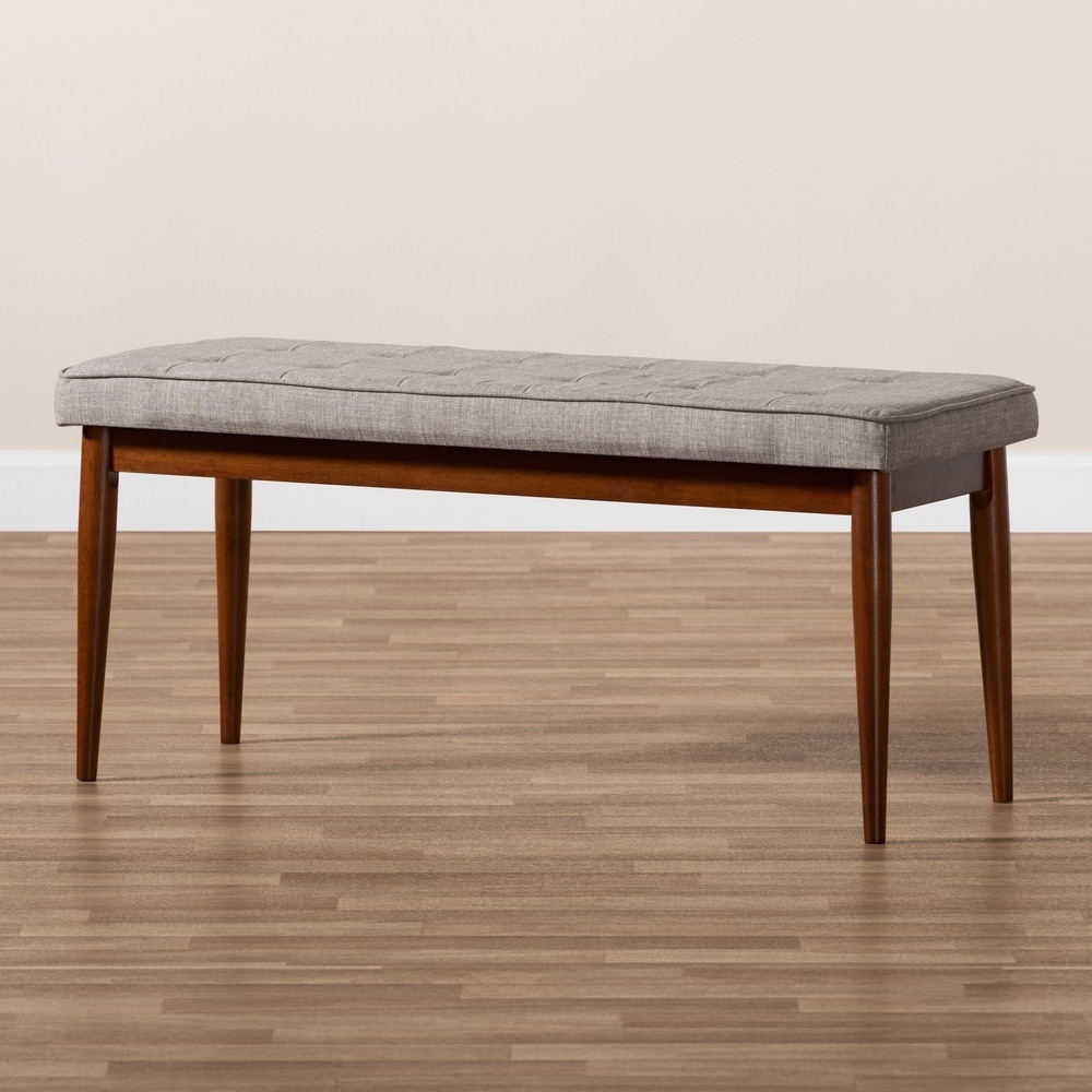 Mid Century Modern Fabric Upholstered Dining Bench