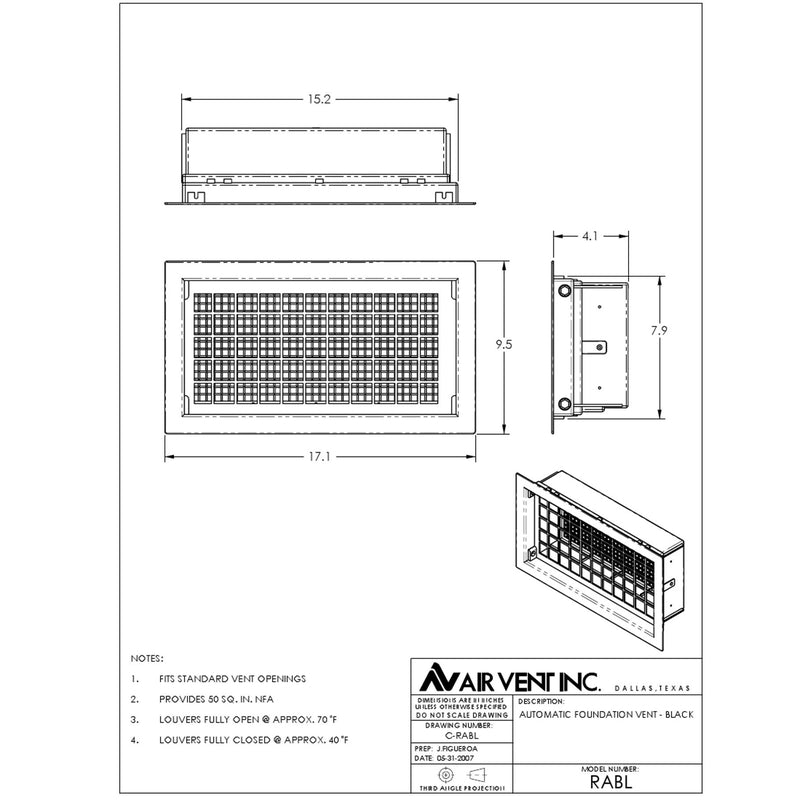 AUTO FOUND VENT 8X16 GRY