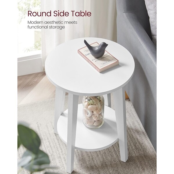 Round Side Table with Lower Shelf，End Table for Small Spaces