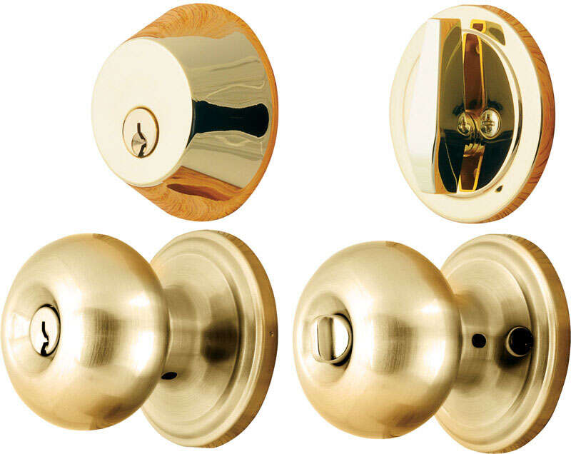 Ace Colonial Polished Brass Knob and Deadbolt Set 1-3/4 in.