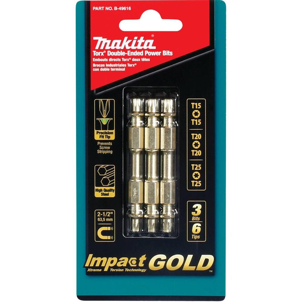 Impact Gold (2-1/2 in.) Torx Double-Ended Power Bit Set (3-Piece)