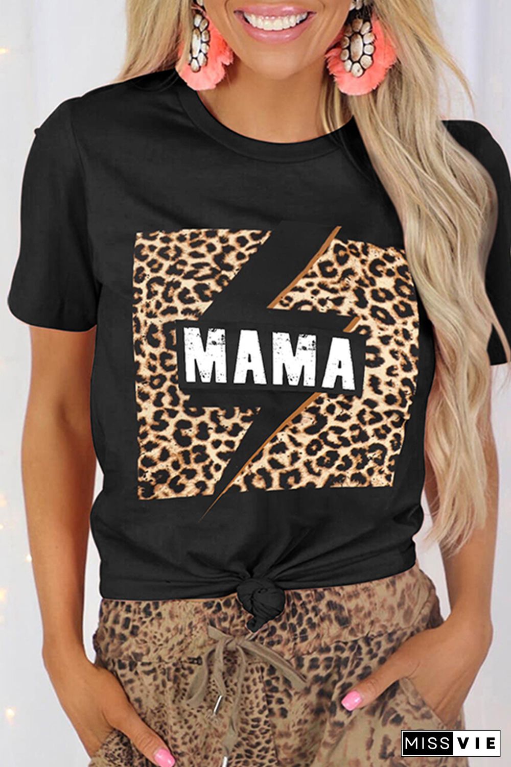 Mama Print Graphic Tees for Women Wholesale Short Sleeve T shirts Top