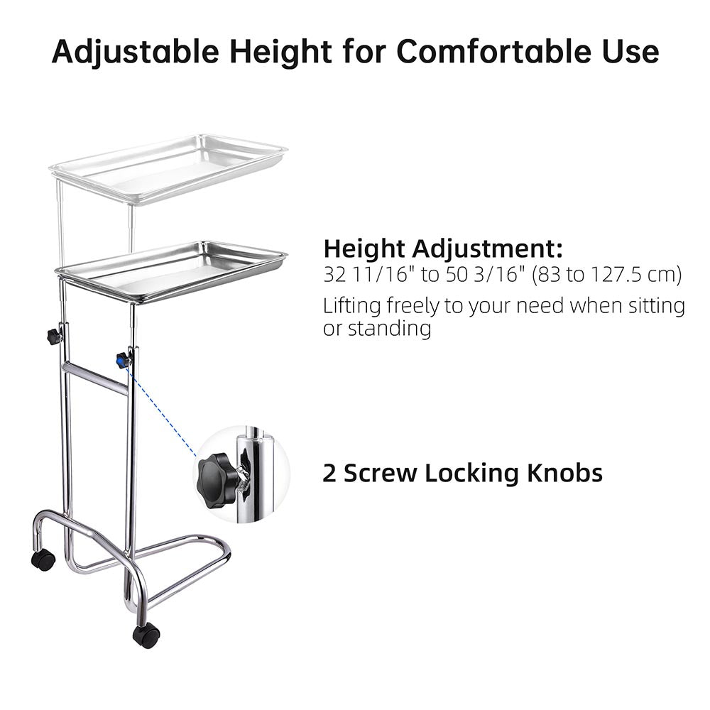 Yescom Mayo Stand Foot Operated Medical Equipment Double Post