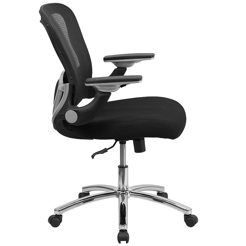 Emma and Oliver Mid-Back Black Mesh Swivel Ergonomic Office Chair - Height Adjustable Flip-Up Arms