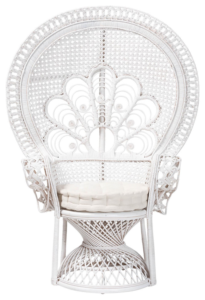 Meagan Rattan Accent Chair  White   Modern   Armchairs And Accent Chairs   by Baxton Studio  Houzz