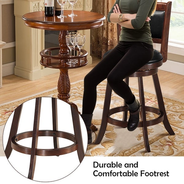 Costway Set of 2 24'' Swivel Counter Stool Wooden Dining Chair