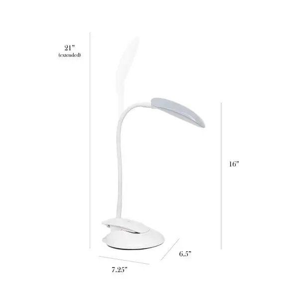 Simple Designs Flexi LED Rounded Clip Light - 7.25 × 6.5 × 16 in