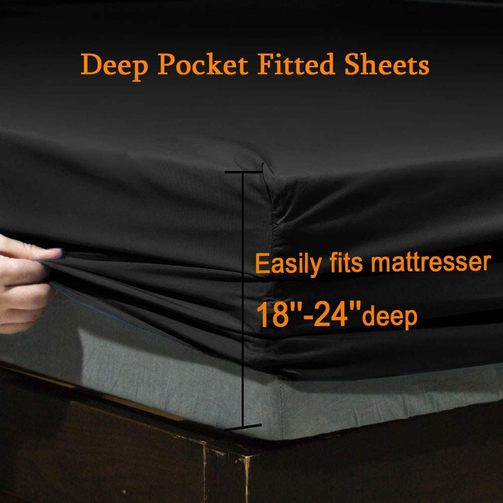 Super Soft 1800 Thread Count Luxury Egyptian Wrinkle Hypoallergenic 6 pcs Bed Sheet Set