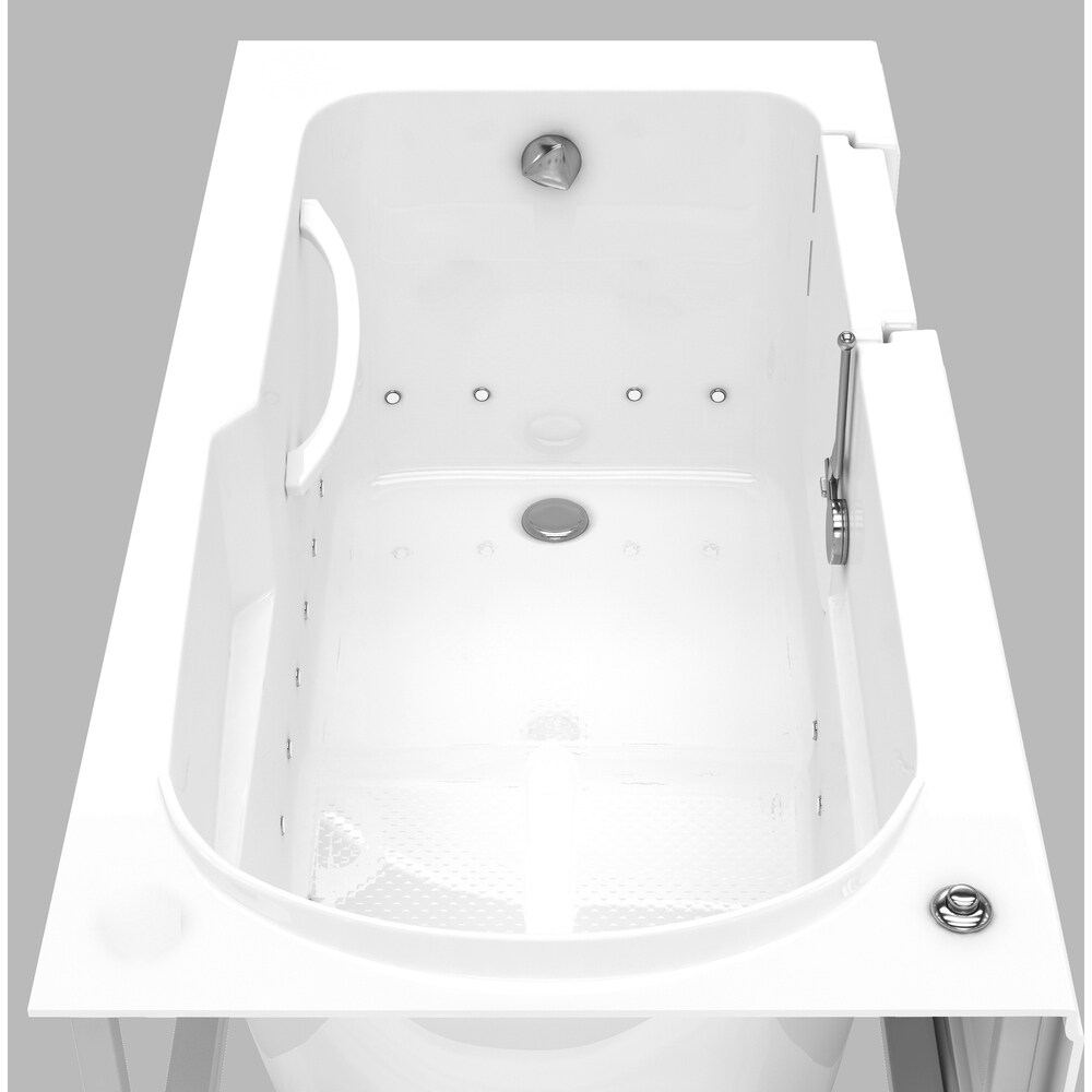 MediTub Step In 30x60 inch Right Drain White Air Jetted Step In Bathtub