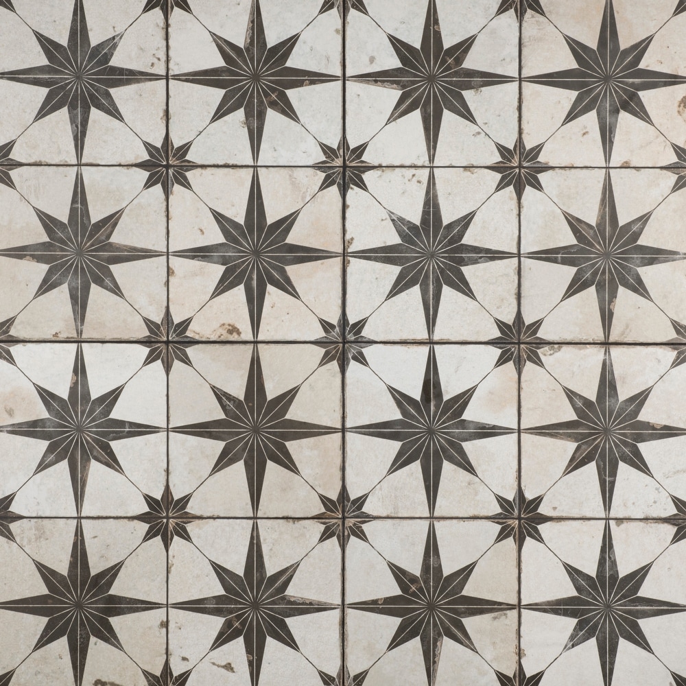 Merola Tile Kings Star Nero Encaustic 17.63\