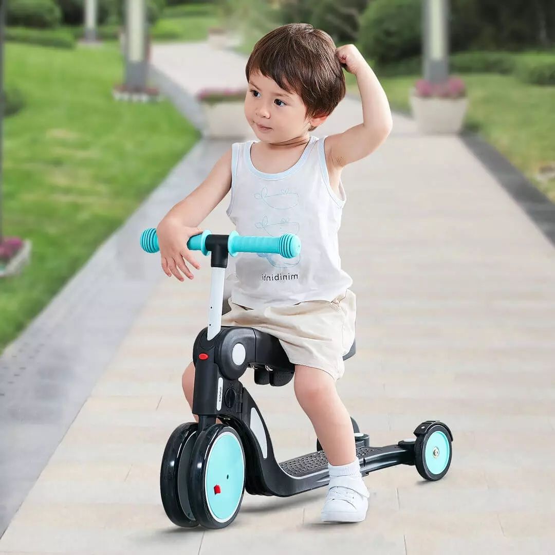 BEBEHOO 5 in 1 Multi Tricycle Kids Balance Bike Kick Scooter