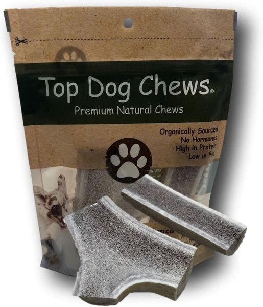 Top Dog Chews Elk Antler Split Dog Treats， Medium， case of 2