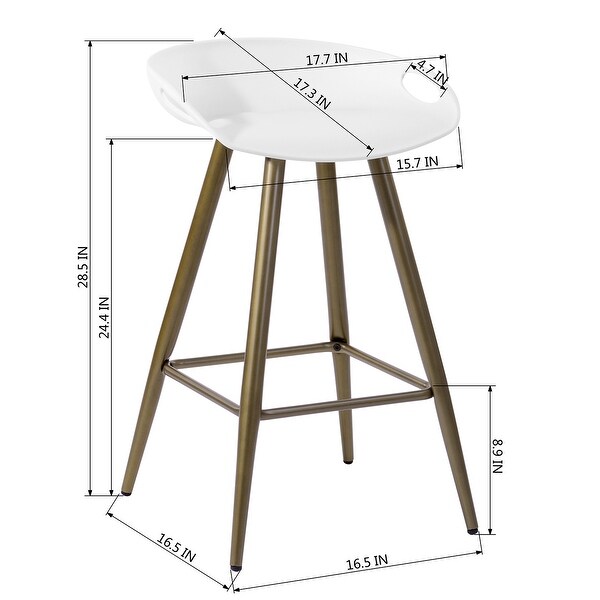 Homy Casa 24'' Plastic Seat Counter Bar Stools (Set of 2)