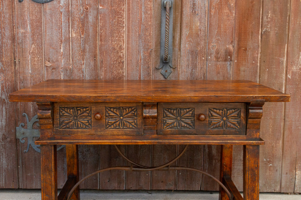 Carved Antique Elm Vizcaya Table   Traditional   Console Tables   by De cor  Houzz