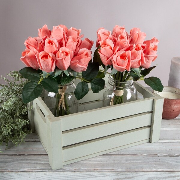 Pure Garden 24Pc Rose Artificial Flowers，Coral