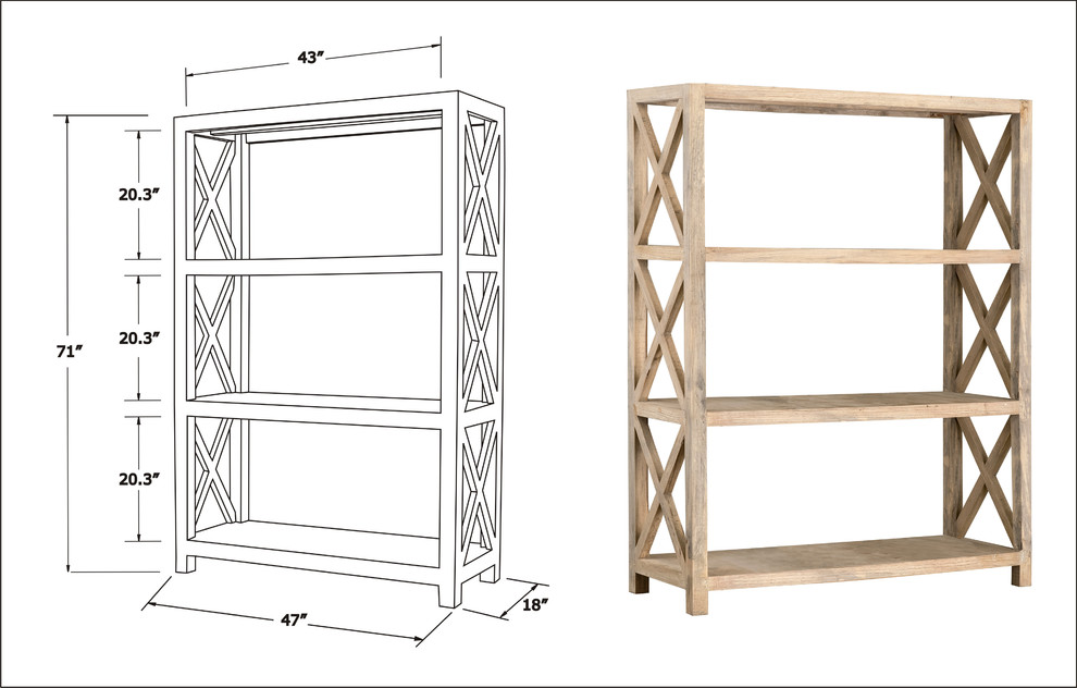 East at Main Bradford Brown Rubberwood Bookcase   Farmhouse   Bookcases   by East at Main  Houzz